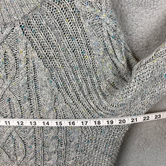 J. Crew Gray Cable Knit Sweater Wool Blend Confetti Color Dots Fall Style Cozy - Picture 4 of 8